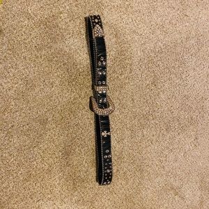 GENUINE LEATHER - BLACK / SILVER - BELT